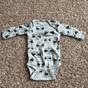Gray Cat Print Boys Onesie